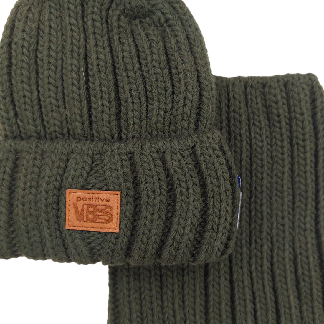 Set of hat with a snood with a pompom for boys green Agbo K-41-241024-48