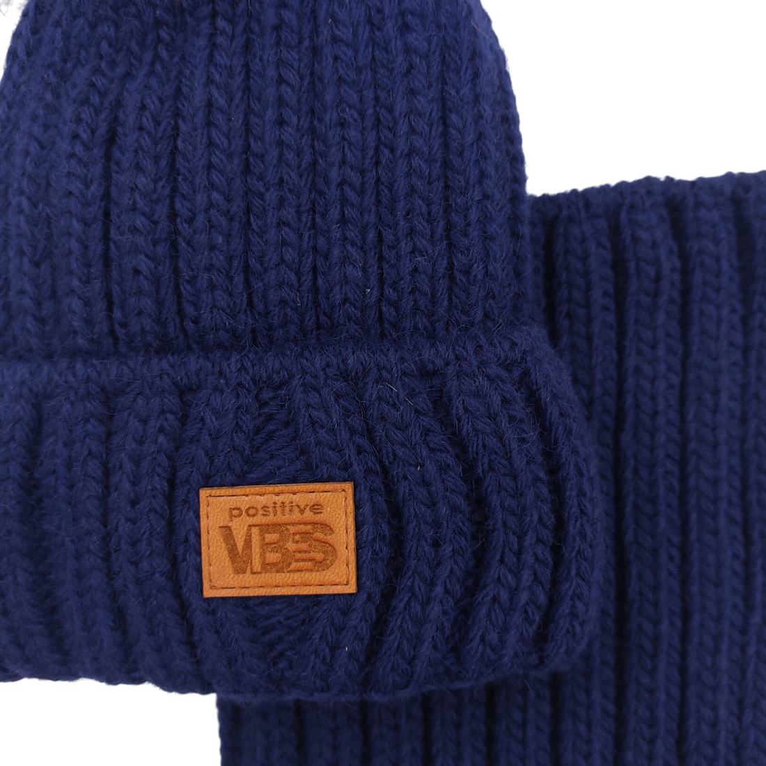 Set of hat with a snood with a pompom for boys navy blue Agbo K-41-241024-23