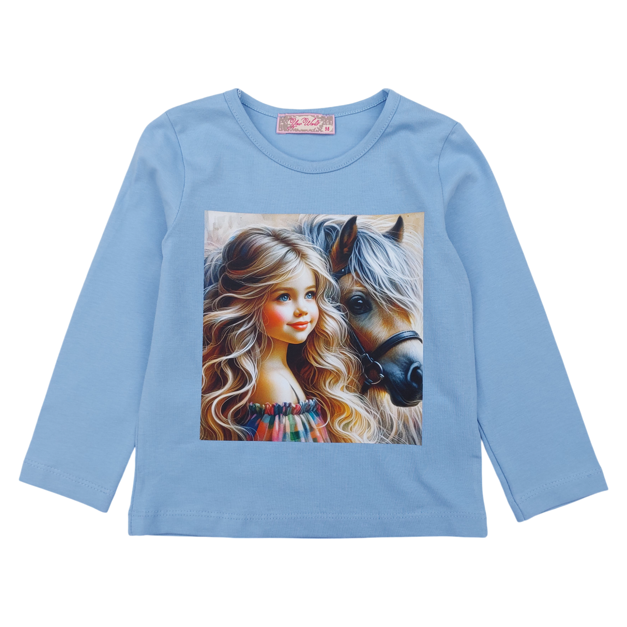 Cotton blouse with horse for girls blue Your Word 5462-191024-35