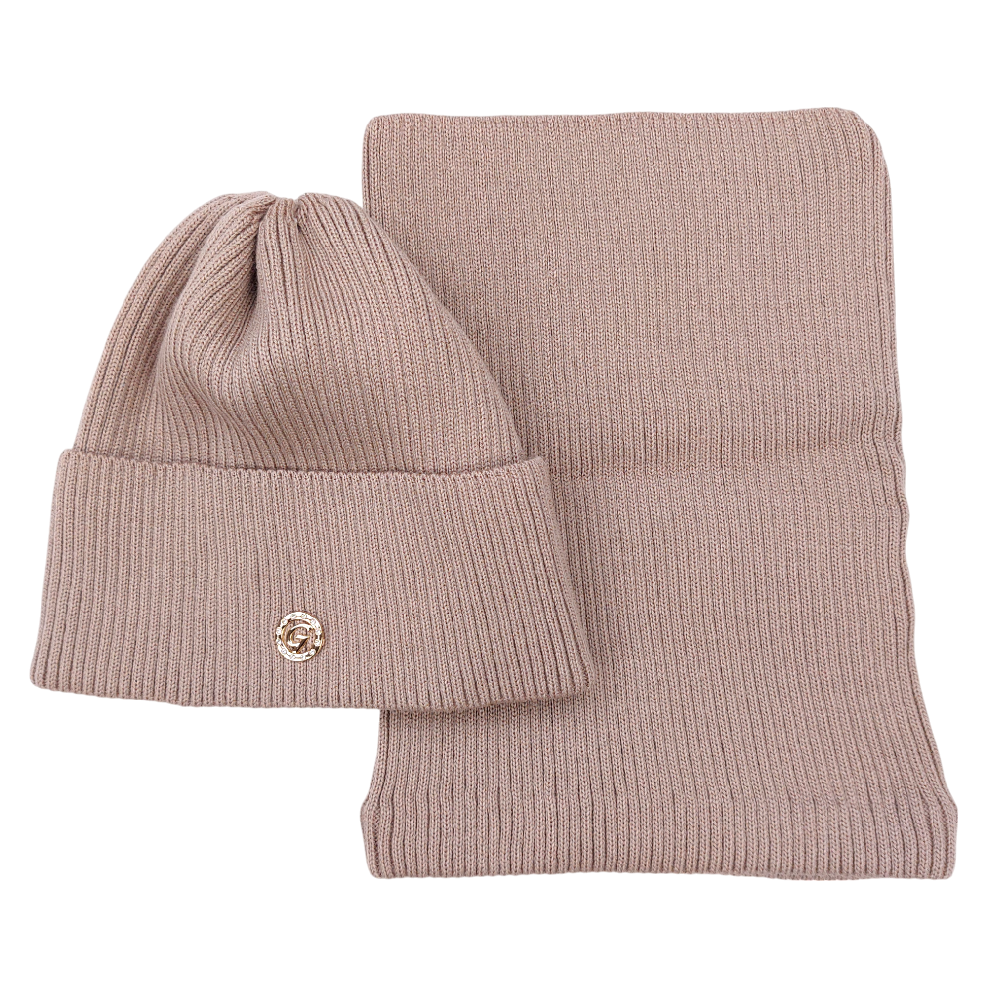 Set of hat and scarf for girls beige Grans BC24-41124-1