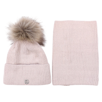 Set of hat and scarf for girls beige Grans K-33-41124-1