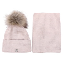 Set of hat and scarf for girls beige Grans K-33-41124-1