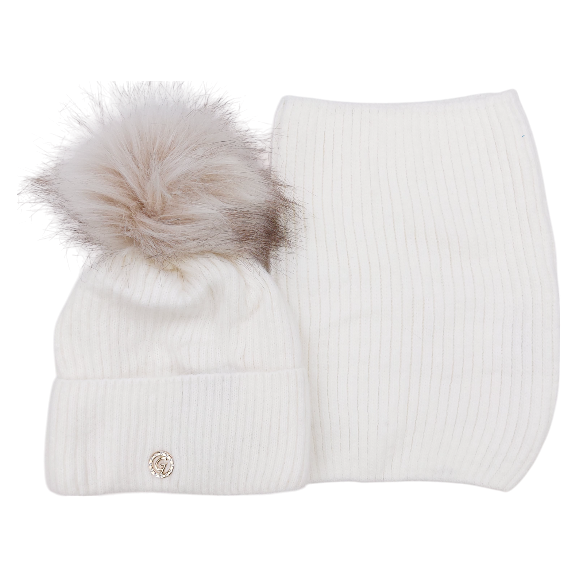 Set of hat and scarf for girls cream Grans K-33-41124-28