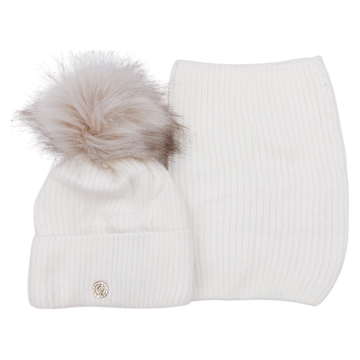 Set of hat and scarf for girls cream Grans K-33-41124-28