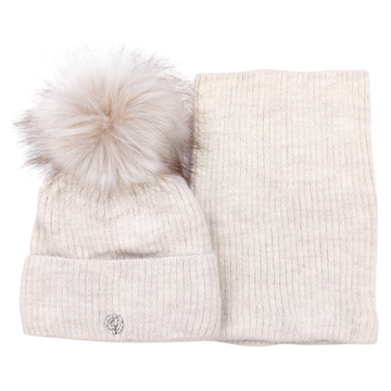 Set of hat and scarf for girls, light beige, Grans K-33-41124-61