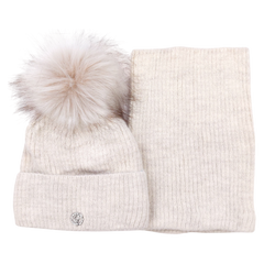 Set of hat and scarf for girls, light beige, Grans K-33-41124-61