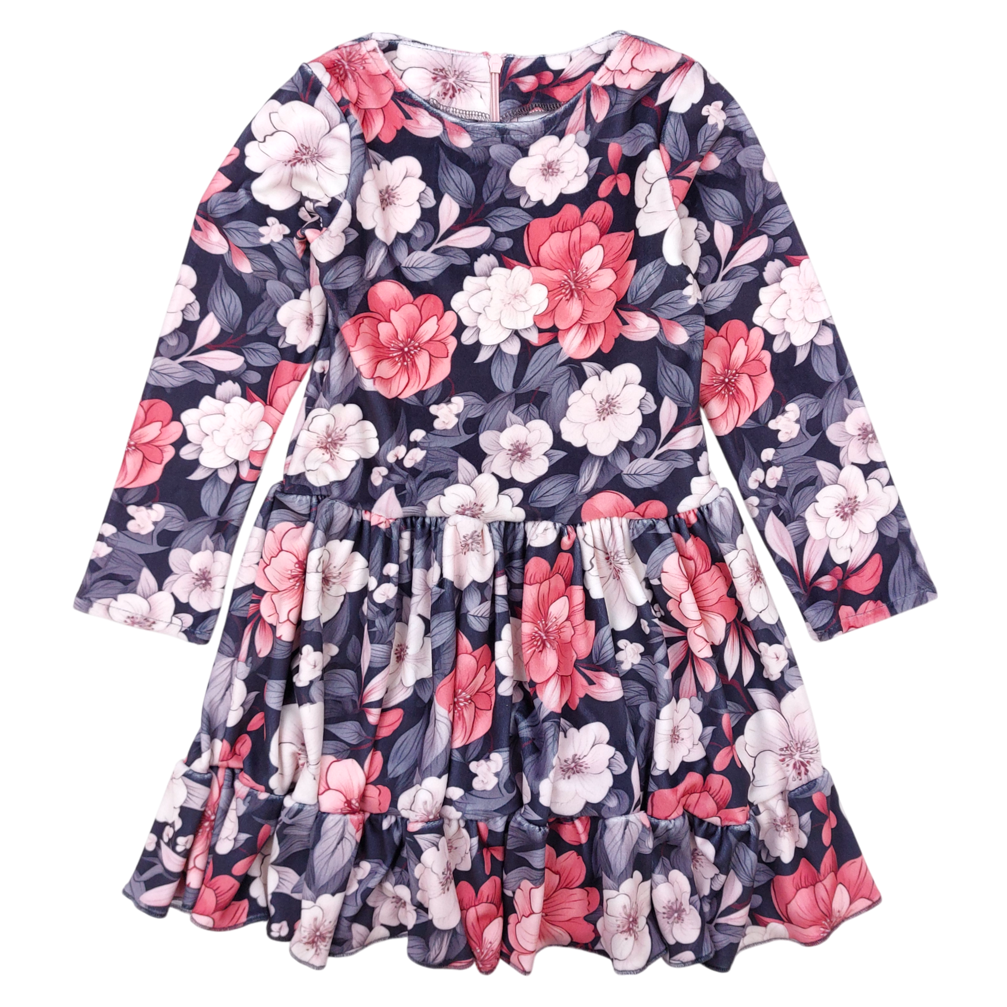 Velvet dress with flowers for girls pink Guliwerkids 491-41124-40