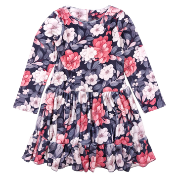 Velvet dress with flowers for girls pink Guliwerkids 491-41124-40