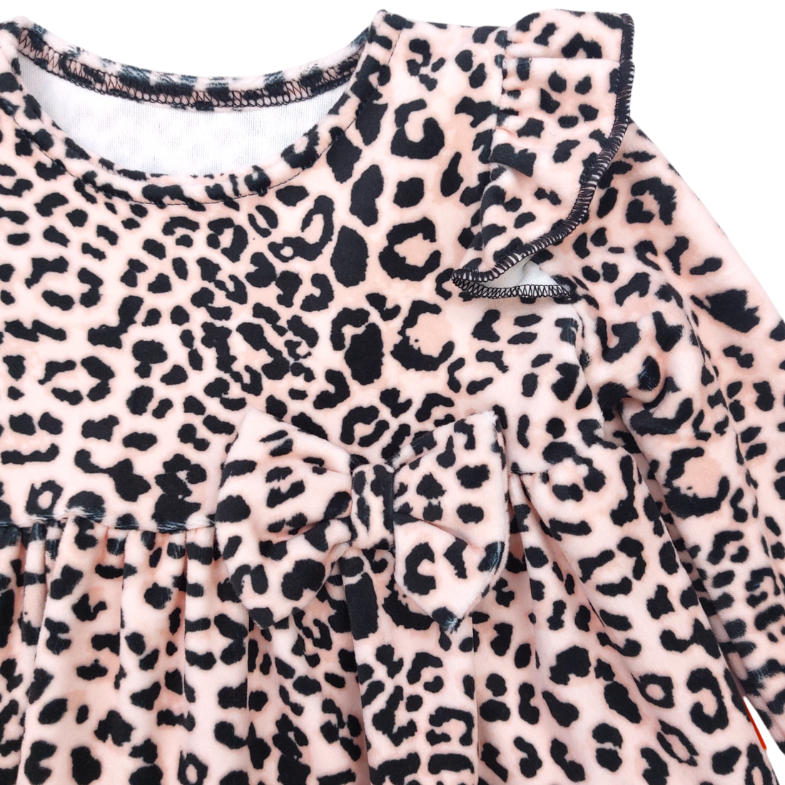 Velvet dress for girls, leopard print, beige, Mona 22153-151124-1