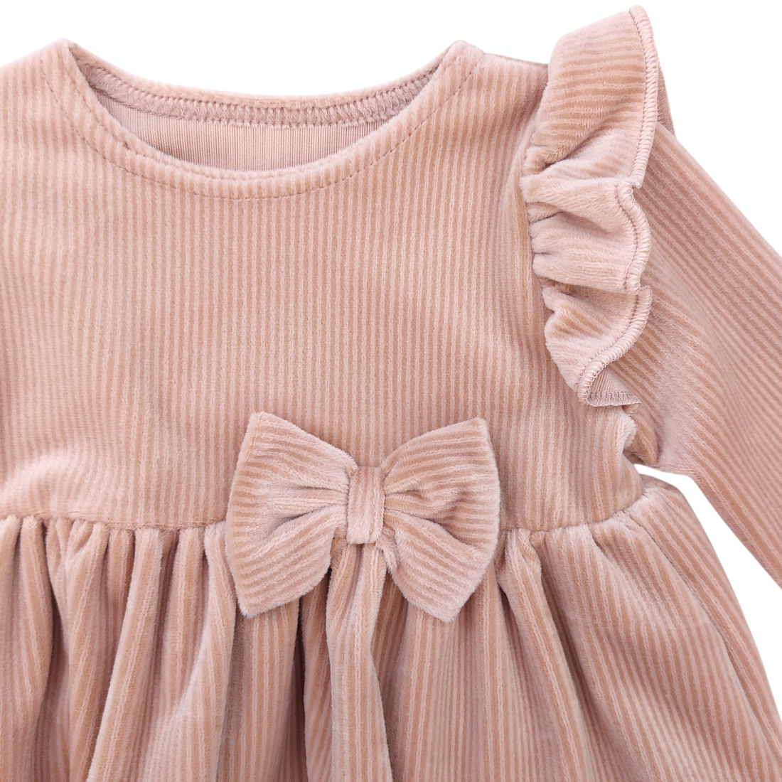 Velvet dress striped girl beige KWiAW 132-151124-1
