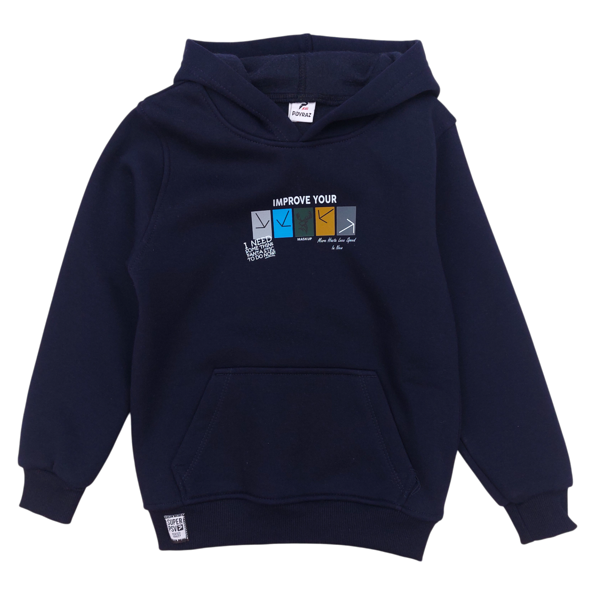 Boy's insulated hoodie navy blue Poyraz 70007-271124-23