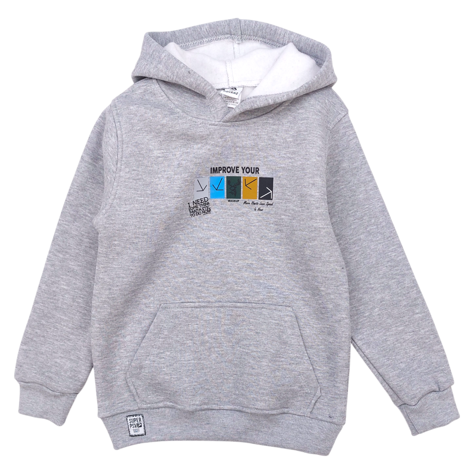 Boy's insulated hoodie ash Poyraz 70007-271124-37