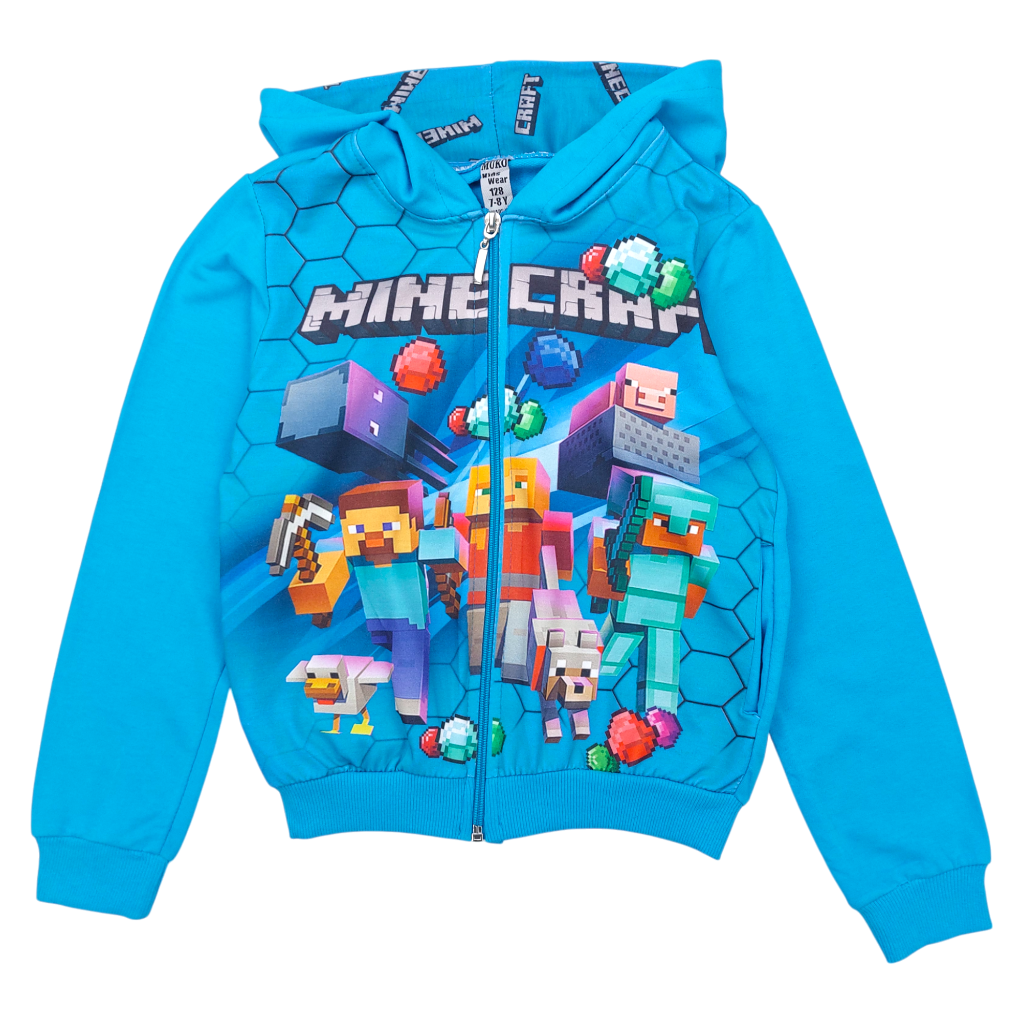 Boy's hooded zip-up hoodie turquoise Muko Kids 89355-61224-44