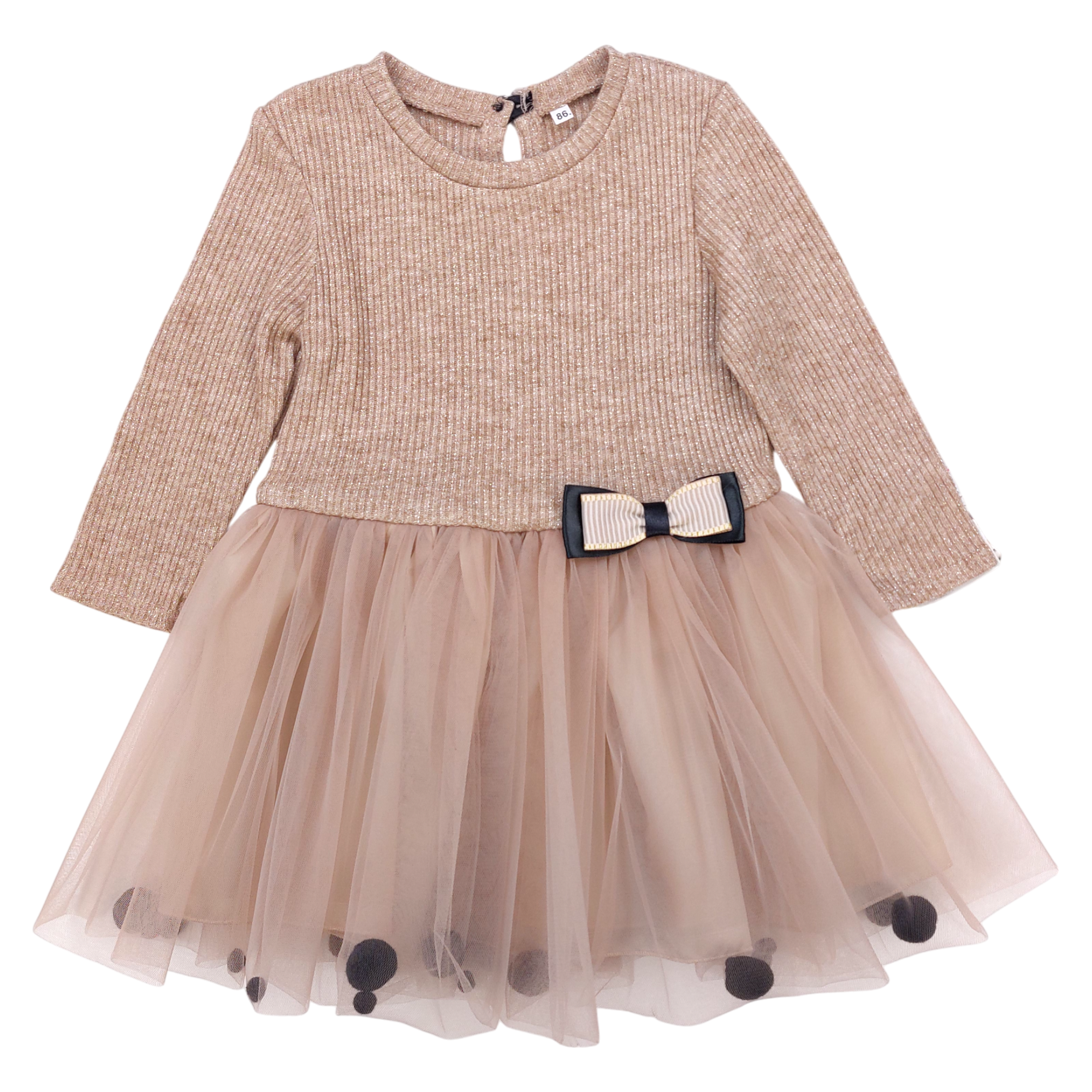 Girls' bomber sweater dress beige Guliwerkids 12998-161224-1