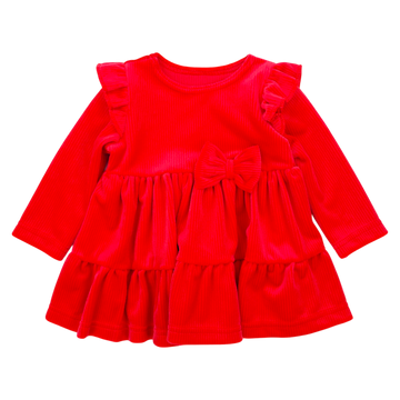 Velvet dress for girls red Mona 132-161224-14