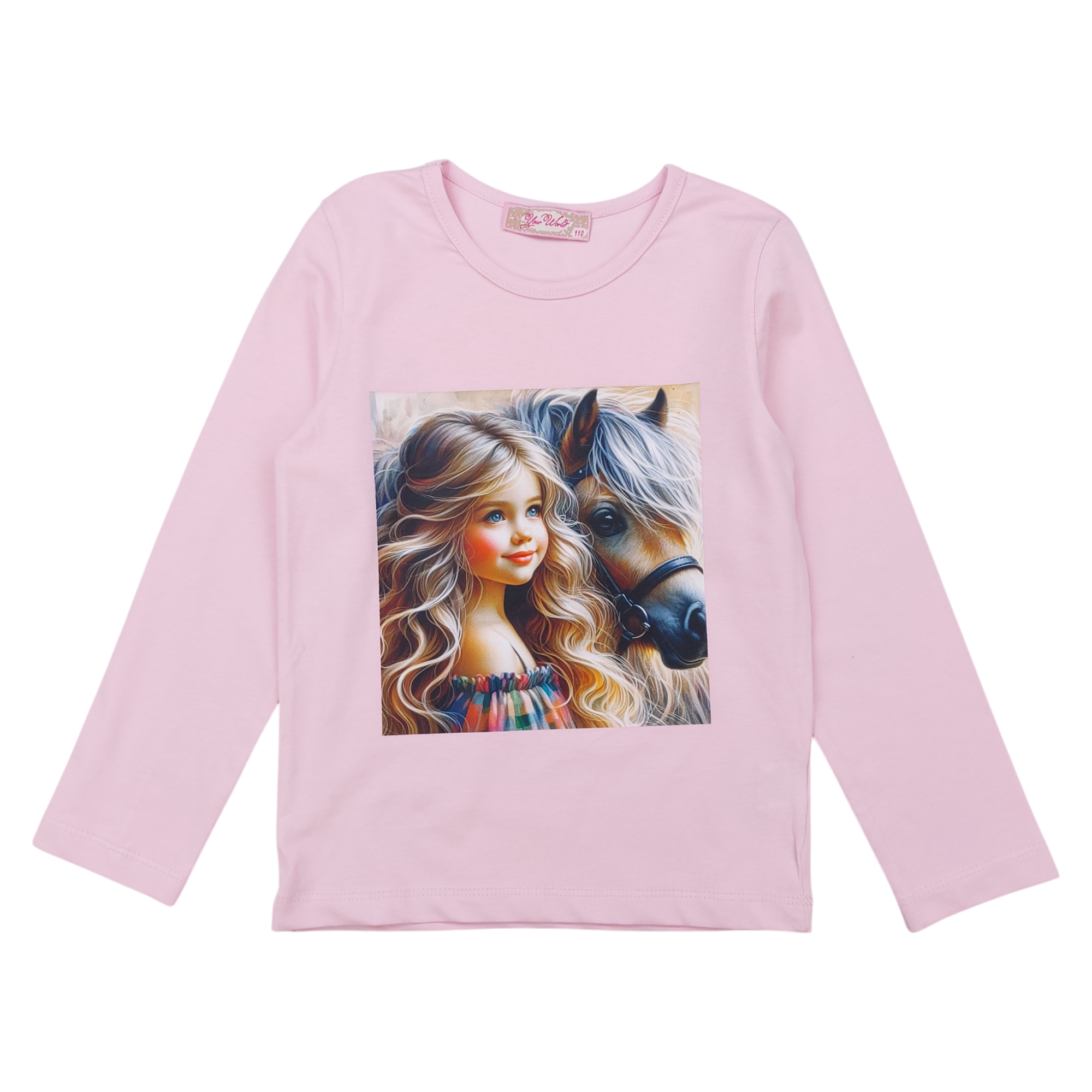 Cotton blouse with horse for girls pink Your Word 5462-7125-40