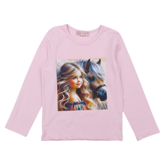 Cotton blouse with horse for girls pink Your Word 5462-7125-40