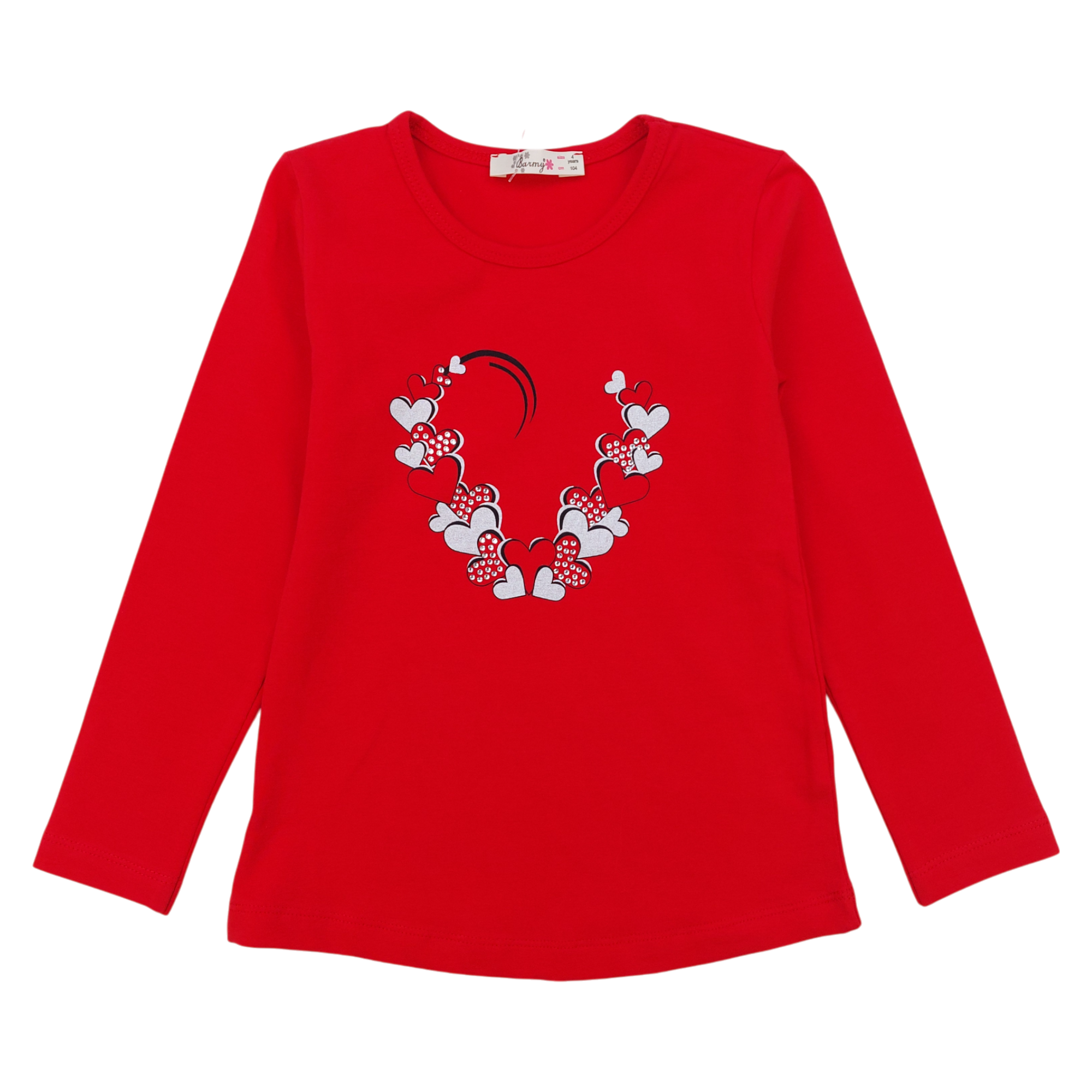 Cotton blouse girls hearts red Barmy Kids 1523-181224-18