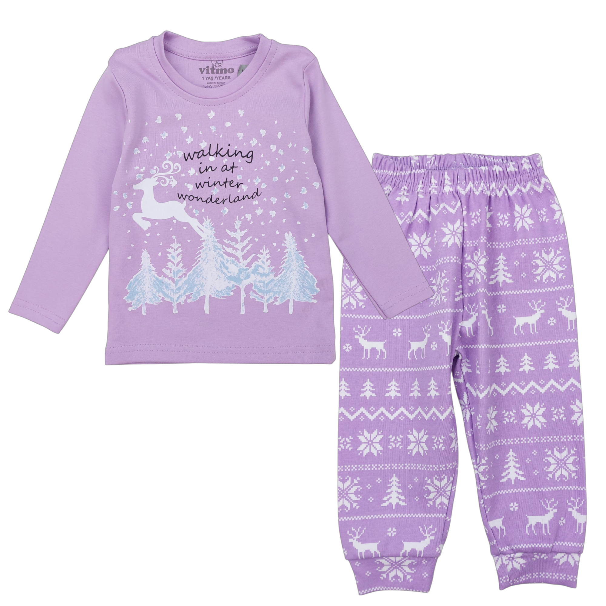 Weihnachts-Rentier-Pyjama für Mädchen, lila, Vitmo 36056-271124-20