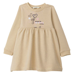 Girls' cotton dress hearts beige Breeze 20837-30924