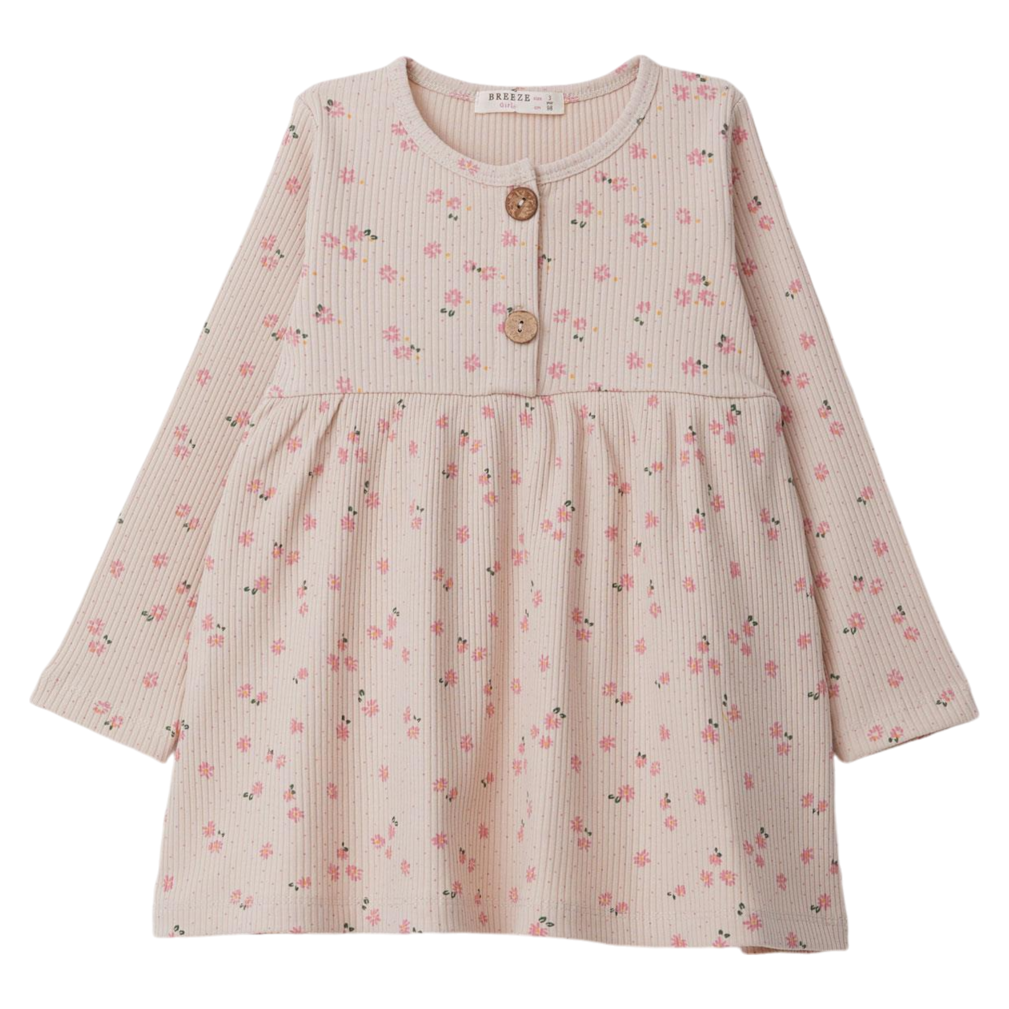 Girls' cotton stripe dress beige Breeze 20847-161024