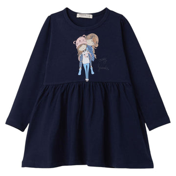 Girls' cotton dress navy blue Breeze 20852-30924