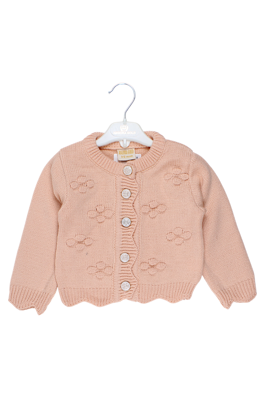 Sweter rozpinany dziewczęcy morela Angora gold 2417-11925