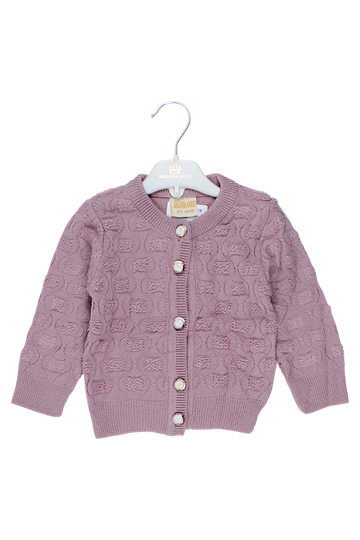 Sweter rozpinany dziewczęcy wrzos Angora gold 2420-11925