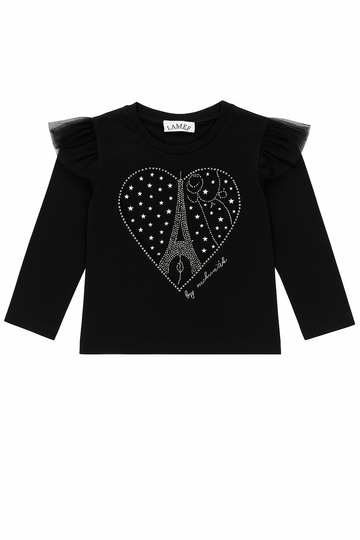 Bluzka serce dziewczęca czarna Mała Mi 2456-111225-13