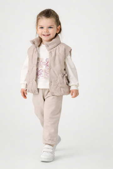 Komplet z kamizelką dziewczęca beż Deppo 25114-25225-1