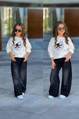 Komplet jeansy szwedy z bluzą dziewczęcy czarny Bam Bam 2606-27825
