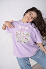 Koszulka New York oversize dziewczęca fiolet Kiz 2657-20326-20