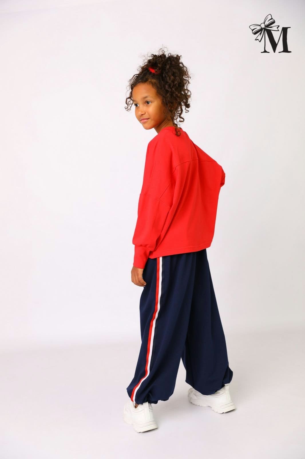 Bluzka oversize Dziewczynka czerwony MałaMi 2890-30926-18
