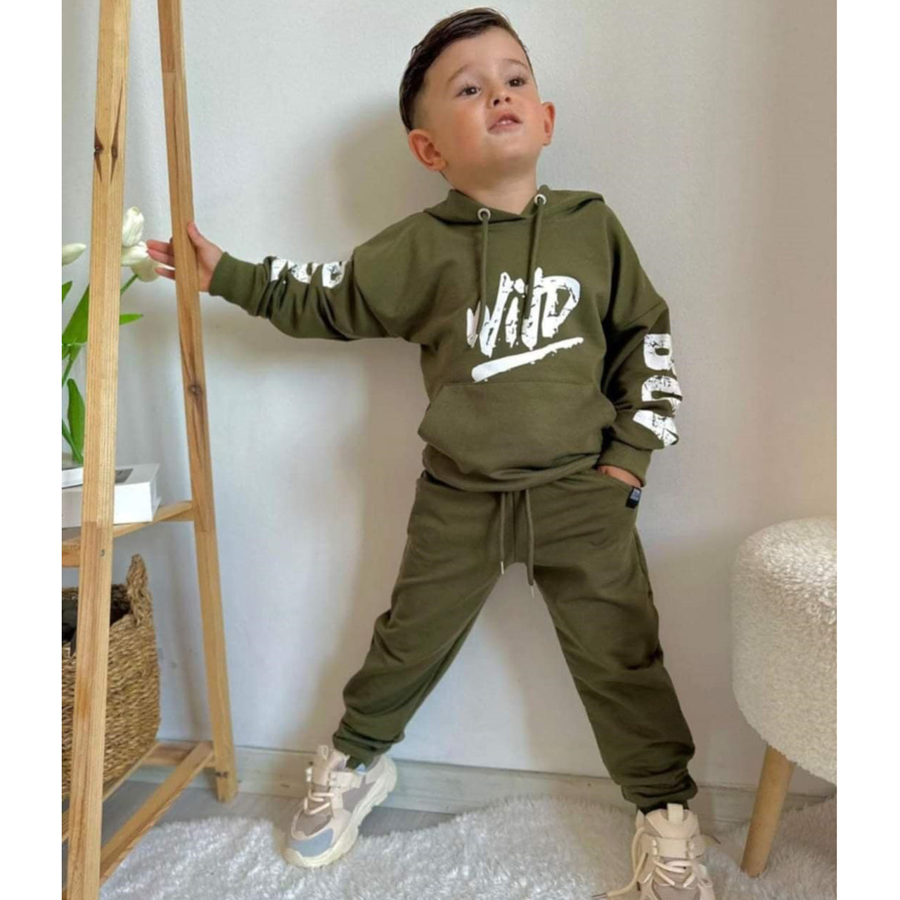 Boy's kangaroo tracksuit olive BoyBoy 1005-251124-36