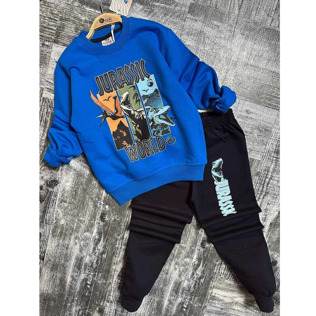 Tracksuit 2 pieces Dino sweatshirt and pants boy blue Kocak 1124-7125-35