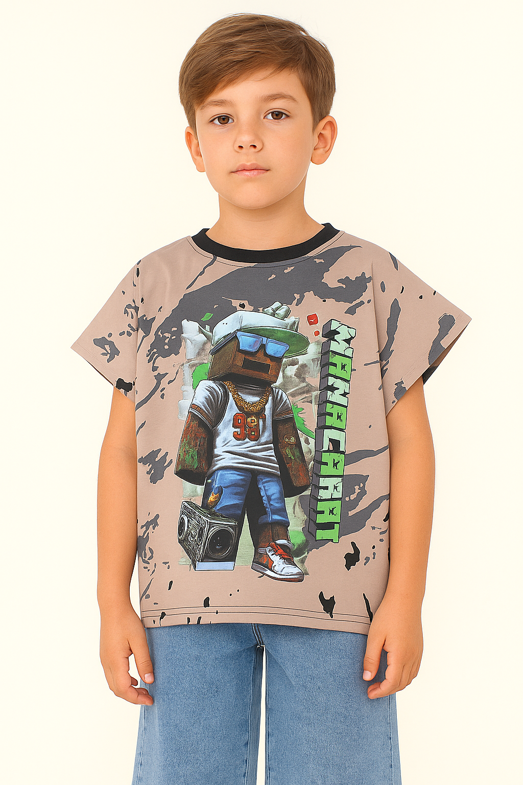 Jungen Baumwollbluse beige Guliwerkids 3422-30525