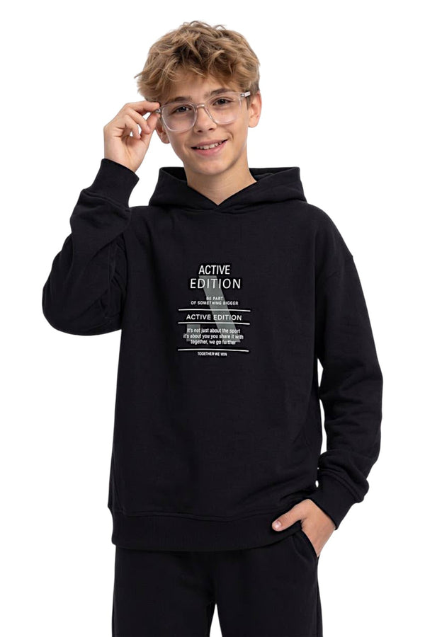 Bluza kaptur ocieplana chłopięca czarny Lidmar 3089-25826