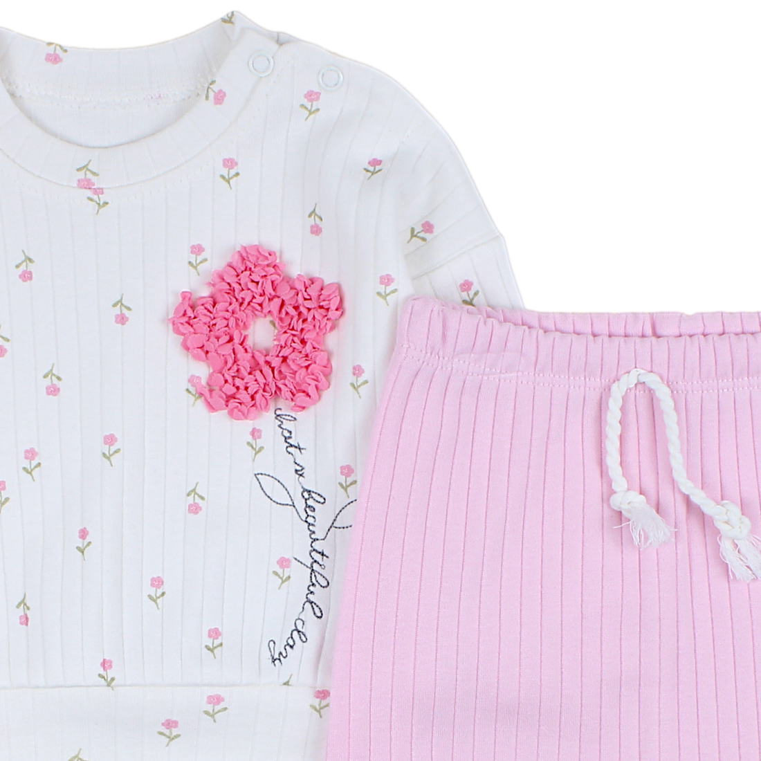 Cotton striped set for girls pink Anilco baby 24-30924-16525-40