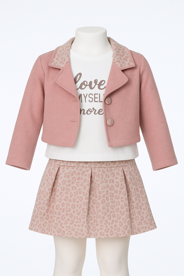 3-piece leopard print set, girly powder pink, Sugar 1038-51125