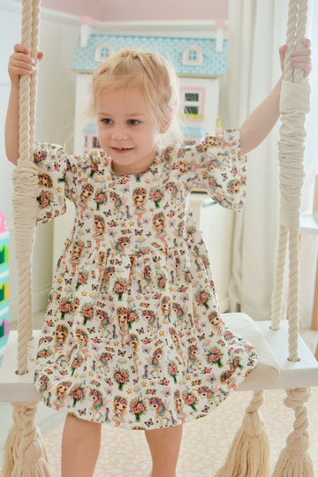 Sukienka jednorożec dziewczęca brudny róż Chrisma 3151-23226