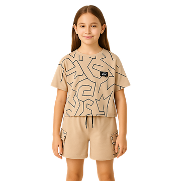 Komplet sportowy dziewczęcy beżowy Myron Kids 3173-30525