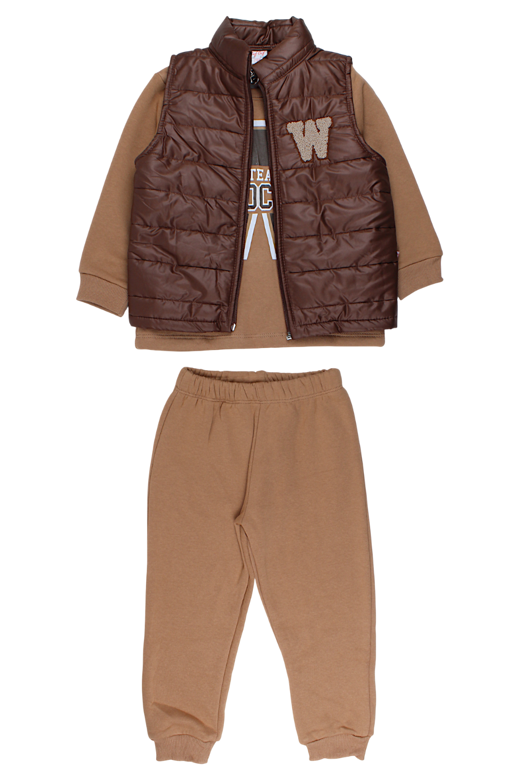 Dres ocieplany z kamizelką chłopięcy czekoladowy Guf Guf baby 318-28825-17