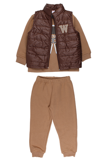 Dres ocieplany z kamizelką chłopięcy czekoladowy Guf Guf baby 318-28825-17