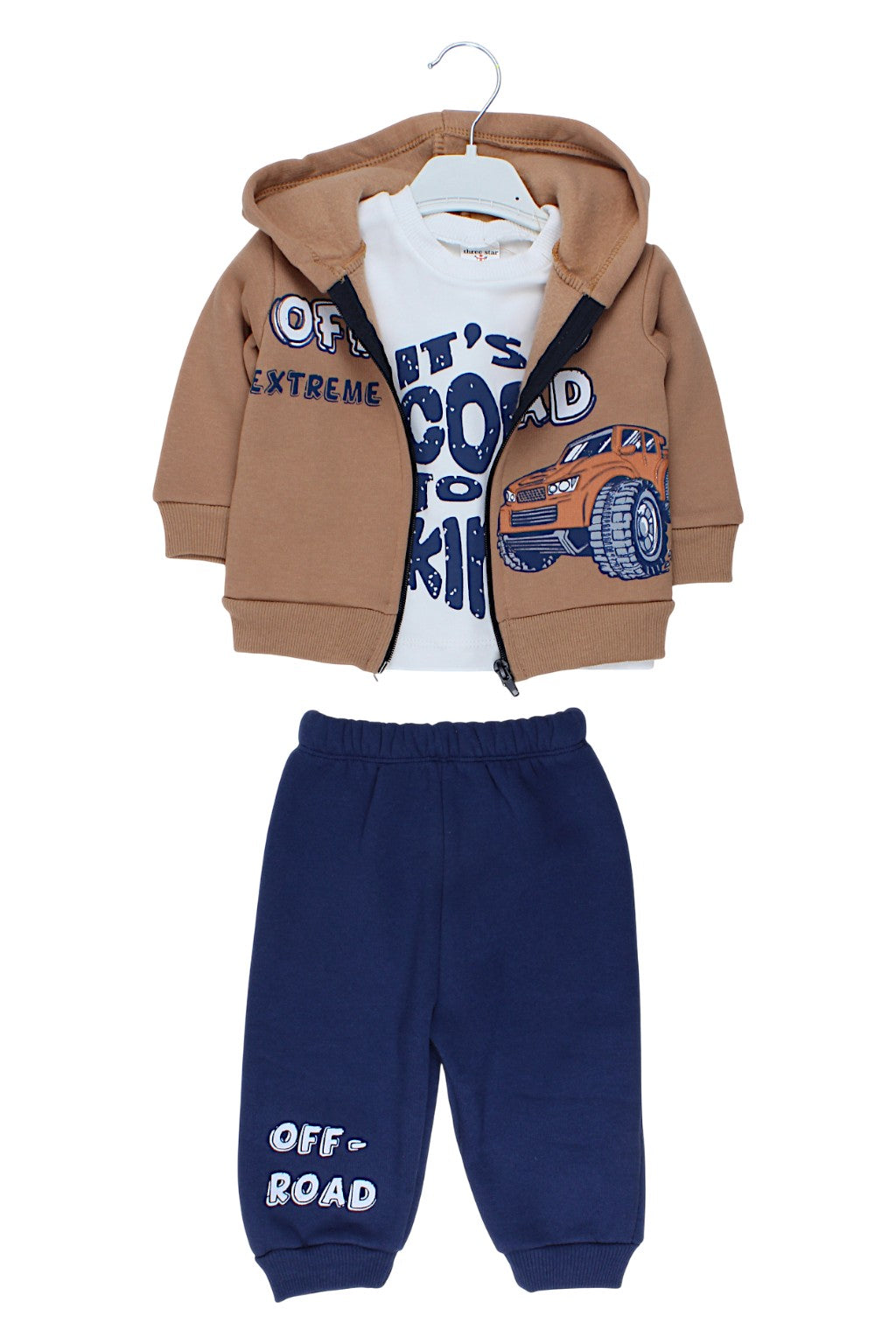Komplet 3 części Auto chłopięcy beżowy Three Star 320K-241025-1