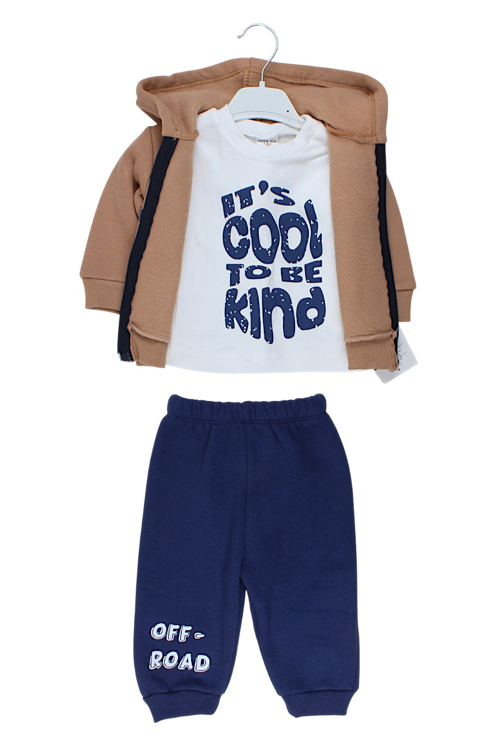 Komplet 3 części Auto chłopięcy beżowy Three Star 320K-241025-1