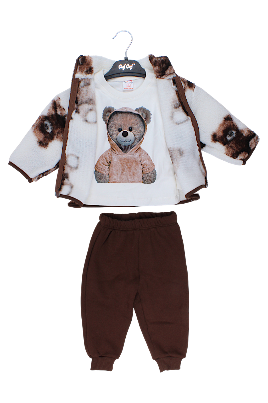 Komplet bluza polar Miś chłopięcy czekolada Cuf cuf 3219-11925
