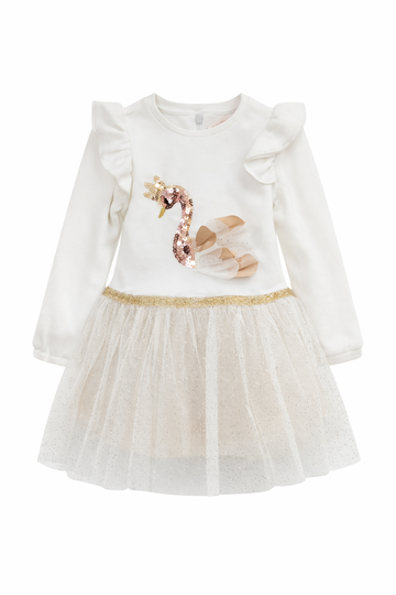 Sukienka łabędź welur dziewczęca krem Baby Rose 3920-30126