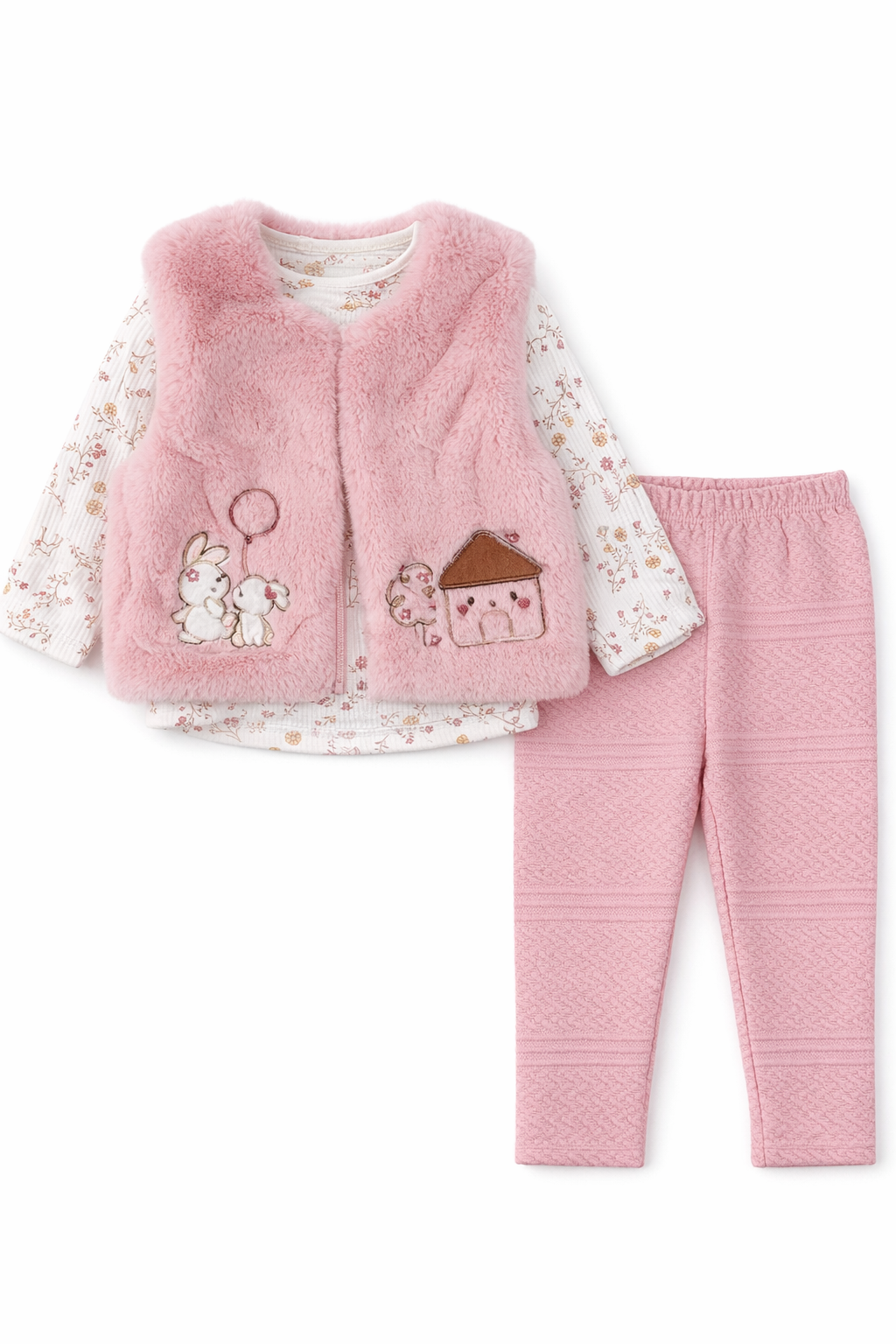 Komplet króliczki dziewczęcy brudny róż Miniclub 410-9326-5