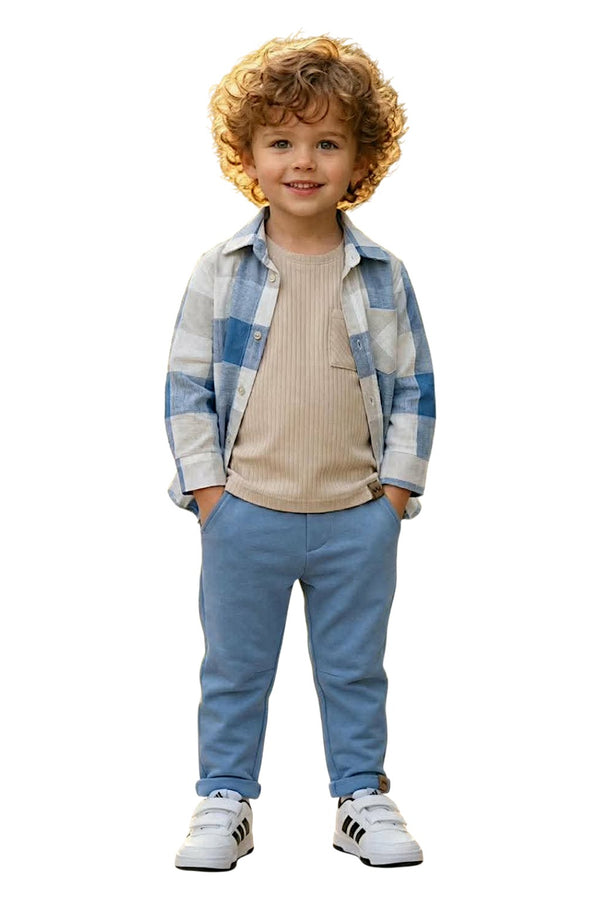 Spodnie eleganckie z Lacosty chłopięce niebieskie Mimi 4178-31326-35