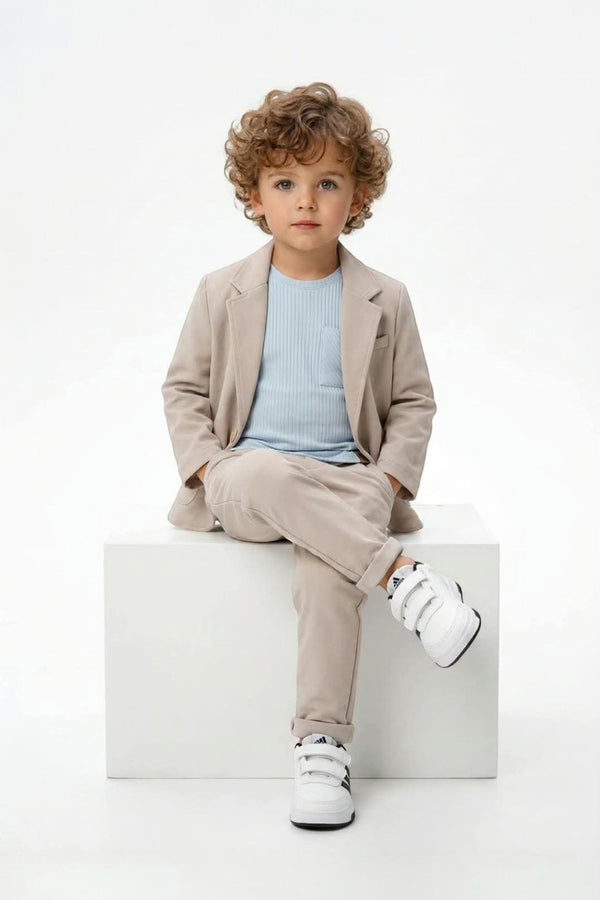 Bluzka prążek kieszeń chłopięca niebieski Mimi 4182-31326